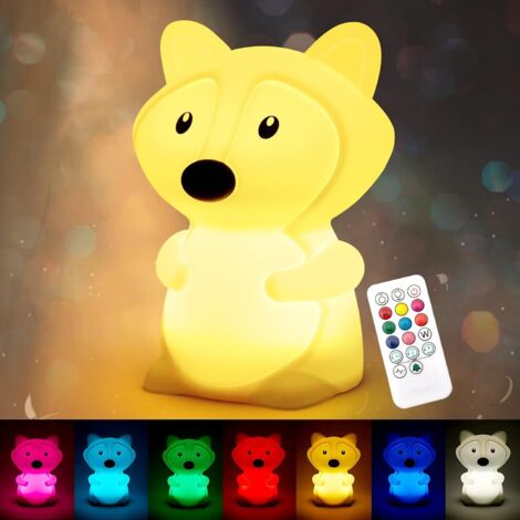 Night Light for Kids, Fox Nightlight with Remote Control, Kawaii 7 Colors Lamp, Room Decor, USB Rechargeable, Cute Lamp Gifts for Baby, Kids, Little, Teen Girls (1/5)