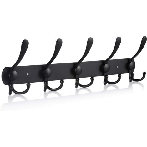 (Matte Black, 15 Hooks, 1pcs) Coat Hooks for Towels Bathrobes (1/4)