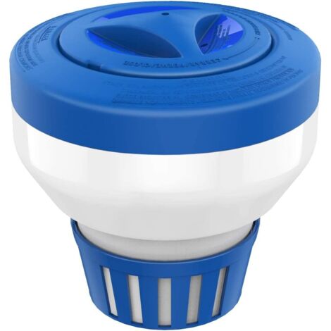 8 Inch Floating Chlorine Dispenser, Large Capacity Adjustable Release Tablet Float for Indoor and Outdoor Swimming Pools, Blue & White (1/5)