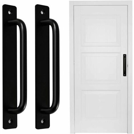 Exterior Gate Handle, Sliding Door Handle, Barn Door Handle, Hardware Door Handle for Wooden Door (2 Pieces, Black, 8.27 x 1.41 x 0.98 Inches) (1/5)