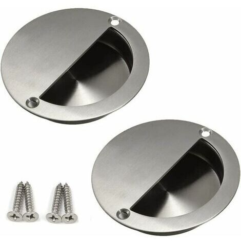 Packs Rolled Sliding Door Handles, 90mm Stainless Steel Round Finger Grip to Round Finger Grip with Fixing Screws (1/5)