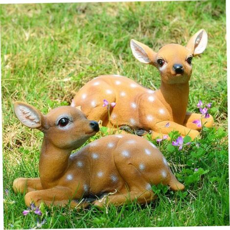 Sika Deer Statue, 2pcs Sculpture Ornaments Animal Model Outdoor Garden Decoration, Garden Animal Statues Decoration Resin Deer Statue Sculpture Outdoor Garden Ornaments (1/5)