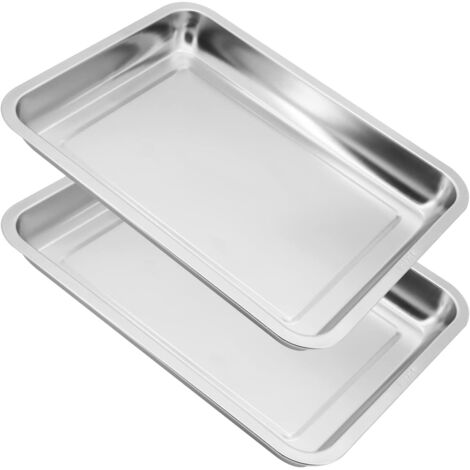 Set of 2 Rectangular Baking Trays -- Non-Toxic and Healthy - Shiny Polished and Dishwasher Safe - 40 x 30 x 4.8 cm (1/5)