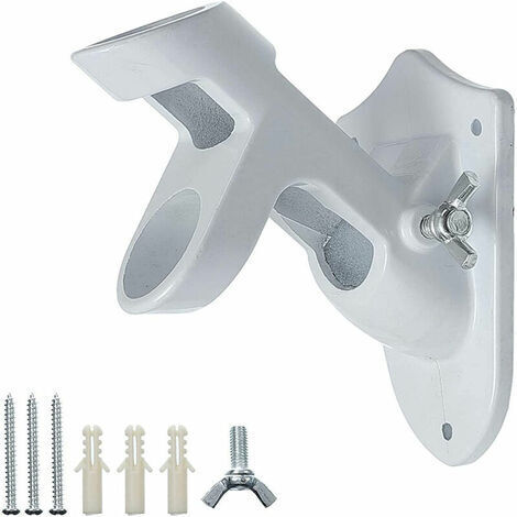 Adjustable Flag Pole Bracket Aluminum Flag Pole Base with Two Positions for 1" Diameter Flag Poles (White) (1/5)