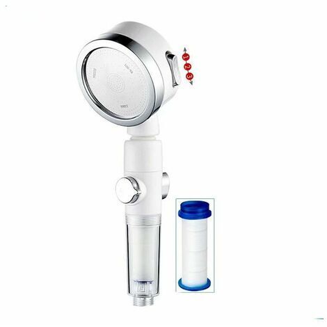 Shower head, pressurized shower, handheld shower head (white shower head (transparent handle) + filter element) (1/5)