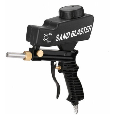 Pneumatic Airbrush Portable Gravity Sandblasting Gun Pneumatic Sandblasting Set Rustproof Sandblaster Small Black Sandblasting Machine, (1/4)
