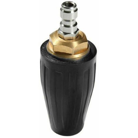 High Pressure Water Gun Rotating Nozzle, Ceramic Core, Pure Copper High Pressure Cleaning Lotus Nozzle, Black 4000PSI (1/4)