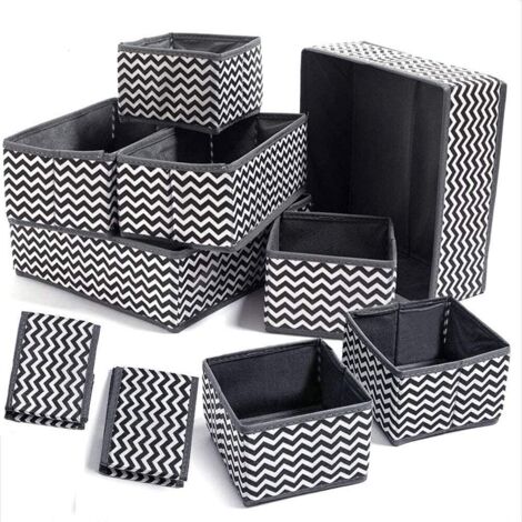10Pcs Non-Woven Textile Open Storage Boxes, Cloth Drawer, Foldable Storage Cube Chest for Bras, Socks, Underwear (1/5)