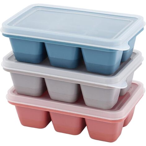 Set of 3 Square Ice Cube Trays Easy to Remove Silicone Ice Cube Tray with Lid Ice Cube Mold Lfgb Certified and Bpa Free Ice Cube Tray Easy Release Stackable for Water, Whiskey, Cocktails (1/5)