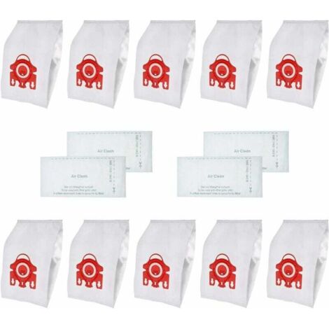 Pack of 10 replacement synthetic type dust bags for Miele FJM C1 and Hoover C2 vacuum cleaners with 4 Hepa filters (1/5)