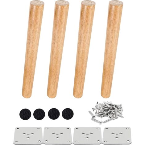Set of 4 Wooden Furniture Legs 25 cm Bed Leg Sloped Coffee Table Leg Kitchen Furniture Leg Walnut Finish with Installation Accessories for Armchair, Bedside Table, Wardrobe, Drawer etc (1/5)