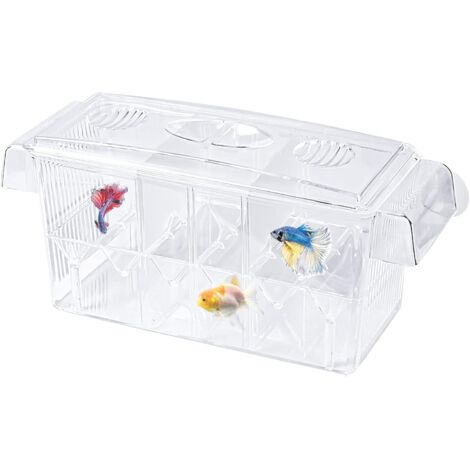 Aquarium Breeding Box, Large Capacity Breeding Aquariums, Acrylic Fish Breeding Box, Incubator Breeding, Hatchery Box Trap Floating Fish Breeder with Suction Cups (1/5)