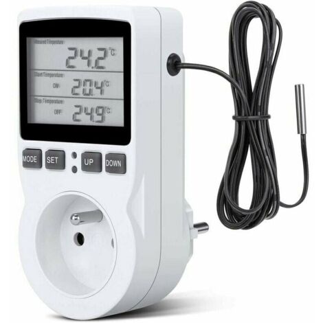 Thermostat Socket, Digital Timer Socket, Digital Programmable Socket with Probe, Programmable Digital Timer, Heating Thermostat Socket for Greenhouse, Aquarium (1/4)