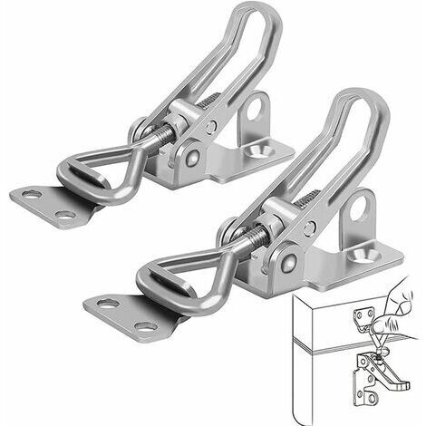 Stainless Steel Toggle Latch, 2 Pieces Metal Toggle Latch, Lever Lock, No Rust, Strong Fixing, Clamp Latch Toggle Latch, for Fixing and Tightening Cabinet Suitcases Door (1/5)