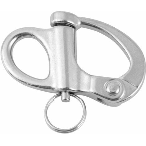 Stainless Steel Spring Quick Release Carabiner Hook with Round Ring for Boats, Trucks, Vans, RVs and Trailers, 16 x 69mm (1/5)