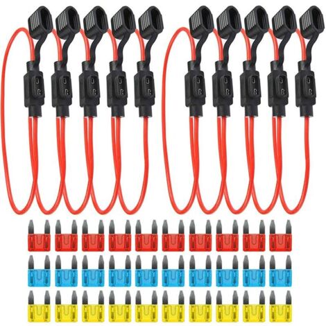 10 Pack Fully Encapsulated Car Fuse Holder, Blade Fuse Holder, Waterproof Car Fuse Holder, Inline Blade Fuse Holder (1/5)