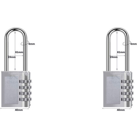 [2 Pieces] 4-Digit Combination Padlock, Waterproof Combination Lock, Weatherproof Metal and Steel Plated Combination Clasp (17B-L Electric White) (1/5)