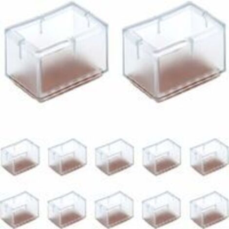 12 Rectangular Silicone Chair, Table and Sofa Leg Protectors, Width 24–30mm x Length 39–47mm, Hob Protector (1/5)