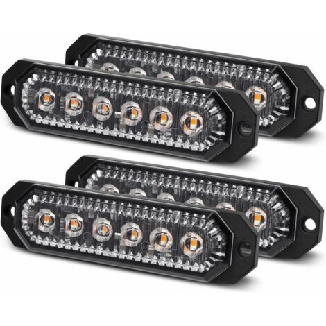 4pcs Emergency Strobe Lights Amber Flashing Lights LED Hazard Warning Beacon Lamps 12/24V for Car Truck Trailer (CB-01) (1/5)