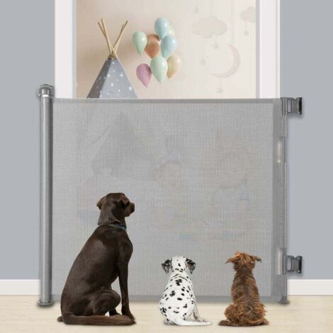 Extra Wide Retractable Dog Gates Indoor Baby Stair Gates Baby Pet Barriers for Dogs Expandable Dog Fence Stair Gate Safety Gates (Grey-S) (1/5)
