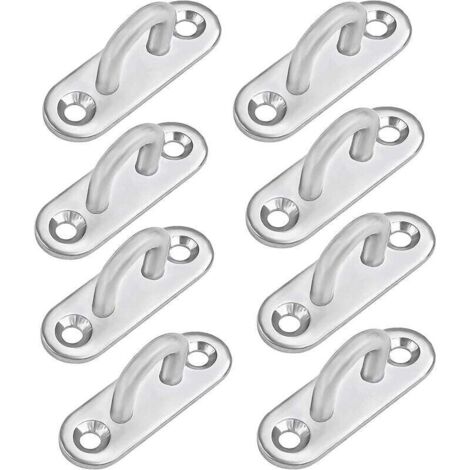 M5 Stainless Steel Eyelet Plate (8 Pcs) - Oblong Metal Hook U Shape Wall And Ceiling Mounting (50 X 17 Mm) - Fixing Hook 40 Kg Capacity For Suspension (1/3)