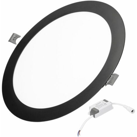 Recessed spotlight with ECD Germany 18W LED panel, replaces halogen 90W, round Ø 22 cm, black, neutral white 4000K, 1132 lumen, IP44, ultra flat recessed spotlight with transformer (1/5)