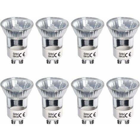 Pack of 8 GU10 Halogen Bulbs Reflector 35W Warm White 2700K Dimmable Halogen Spotlights 120° Beam Angle 360lm AC 220-240V Mini GU10 Diameter 35mm (1/5)