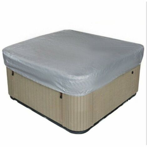 Outdoor Spa Cover Square Hot Tub Cover Waterproof Spa Cover Made of 190T Polyester Fabric Anti-Dust Anti-UV with Storage Bag, Gray 207×207×30cm (1/3)