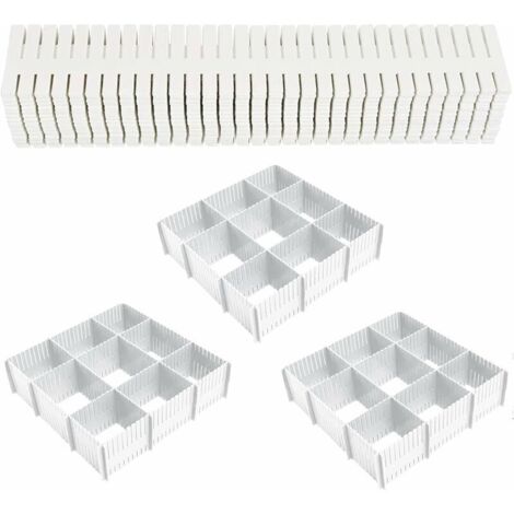 24 pcs,Drawer Divider Grid, Adjustable Drawers for Plastic Drawer Dividers for Underwear, Socks, Belts, Office Supplies, Drawer Organizer (1/4)