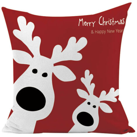 Christmas Cushion Covers Deer Winter Cushions Living Room Red Decorative Pillowcase Pillow Case For Sofa Couch Merry Christmas Home Decor 2pcs (1/5)
