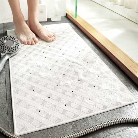 Non Slip Shower Mat, Anti Mould Rubber Soft Bathtub Mat, Anti Slip Bath Mat with Multiple Suction Cups - 40 x 70 cm - White (1/5)