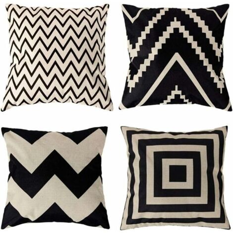 4 Pcs Cushion Covers 45 x 45 cm, Square Decorative Pillow Case Sofa Cushion Cover Black and White Animal Print Mingon Linen Home Decoration for Bedroom Living Room Office (1/5)