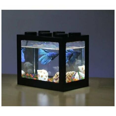 Small Golden Fish Tank Betta Aquarium Desktop Ornamental Aquarium Transparent Plastic Plastic Fish Tank Small Desktop Ecology Black Color Product (1/5)