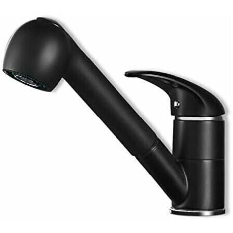 Extendable Kitchen Mixer Tap with 2 Shaped Water Outlets Black Chrome 360° Rotation Hot and Cold Water Single Handle Kitchen Mixer Tap (1/5)