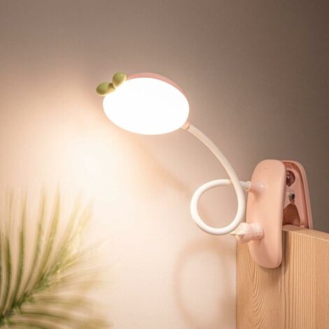 Kids Desk Lamp, Clip-on Bed Battery Light with 3 Brightness Levels USB Rechargeable Reading Light Eye Care LED Table Lamp Girl Kids Boy Touch Control Stepless Dimming Studying Clamp on Light (1/5)