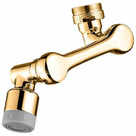 Universal Brass 1080° Rotatable Folding Arm Basin Mixer Tap Extension Splash Filter Aerator, Gold 2 Outlet Modes