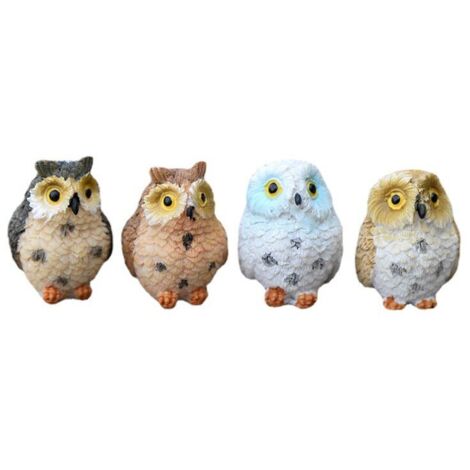 4pcs Miniature Owl Figurine Decoration Fairy Garden Aquarium Resin Statue Crafts (1/5)