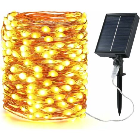 Outdoor Solar String Lights, 200 LED 20M Outdoor Fairy Lights 3x Big Beads Waterproof 8 Modes Copper Wire Decoration Light for Garden Party Christmas, Warm White (1/5)