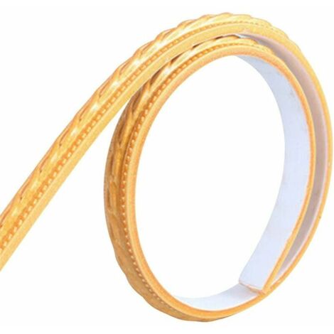 1.2cm x 2m Flexible Edging Molding, Self Adhesive Peel and Stick Wallpaper Borders Waterproof Trim Line for Furniture Frame, Gold (1/5)