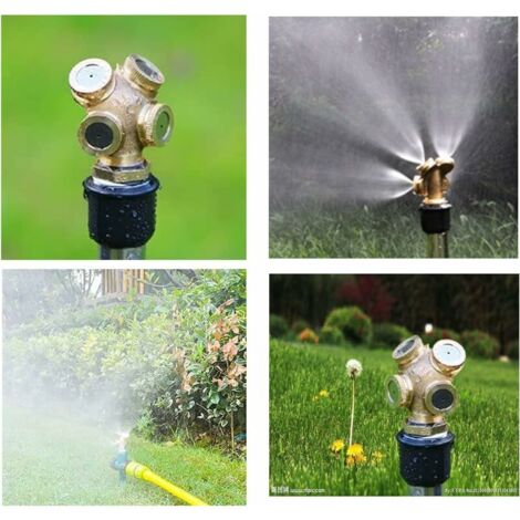 Pack 4 Hole Brass Spray Nozzle, Fogger Nozzle Garden Sprinklers Water Hose Connector Connector for Gardening and Agriculture (1/5)