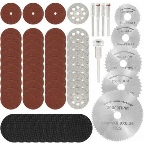 60Pcs Mini Diamond Cutting Disc, HSS Mini Circular Saw Blade, Resin Mini Cutting Disc, Rotary Tool Accessories for Metal, Stone, Plastic, Wood (1/5)