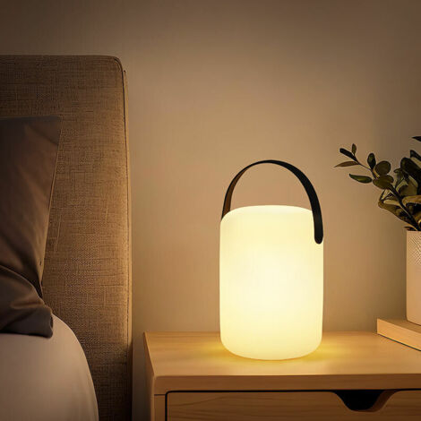 8 Color Dimmable Wireless Rechargeable LED Outdoor Table Lamp with Remote Control, 4 Levels Dimmable for Bedroom, Garden, Patio - Cylinder (1/5)