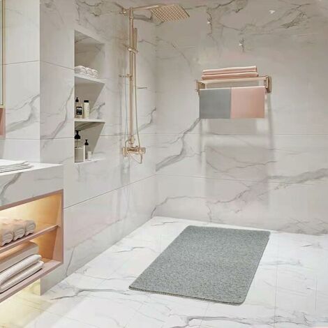 Shower Mat Non Slip Anti Mould PVC Machine Washable Bath Mats for Inside Shower-60 × 40 cm (Gray) (1/5)