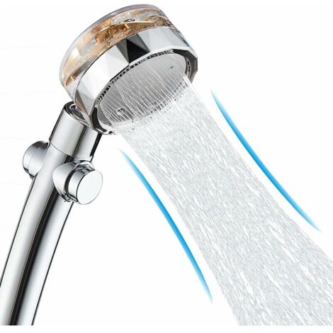 360° Rotating Shower Head, High Pressure Water Saving Shower Head, High Pressure Propeller, Increases Pressure, With Fan and Pause Switch (1/5)