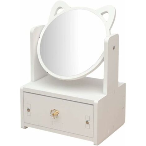 Makeup Mirror with Drawer - Cosmetic Mirror - With Ears - Tabletop Mirror - Jewelry Cabinet for Hair Salon, Salon - Dressing Table - Accessories (1/5)