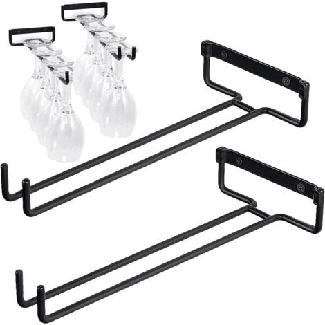 2 Pack Wine Glass Racks,Wine Glass Racks Wall Mounted,Hanging Wine Glass Rack Cups Holder for Bar Kitchen Cabinet (1/5)