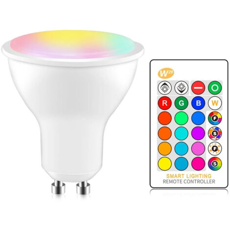 GU10 RGB LED Bulb 8W IR Remote Control AC 85-265V, Mood Night Light, 16 Colors Changing, Warm White (1/5)