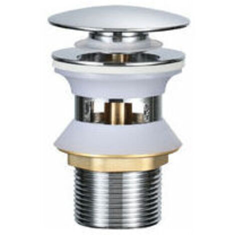 Universal Drain with Overflow POP UP Push-Open Waste Chrome Drain Brass Sink Drain Waste for washbasin kitchen sink - Chrome (1/5)