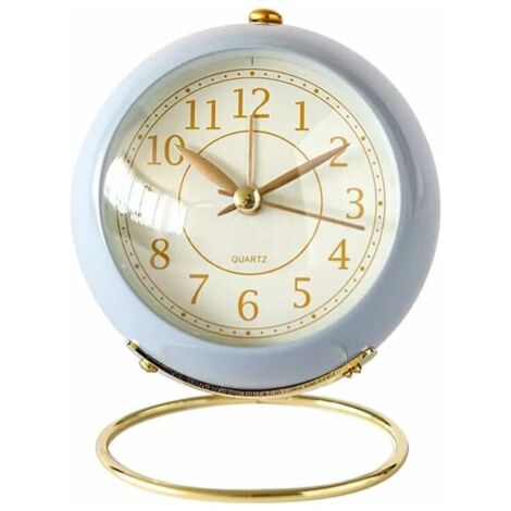 Small Table Clocks, Classic Non Ticking Table Alarm Clock with Backlight, HD Glass Battery Operated Desk Astronaut Clock for Living Room, Bedroom, Home Decor (Blue) (1/5)