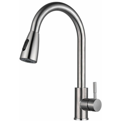 Kitchen Faucet, High Arc Sink Faucet with Pull Out Spray, 360° Rotatable Stainless Steel Mixer Tap with 3 Spray Modes (1/5)